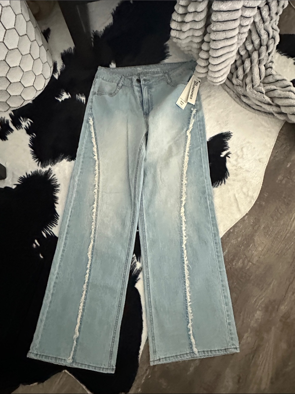 Light Blue Distressed Wide-Leg Women’s Jeans